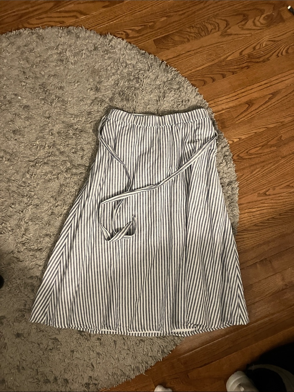 Talbots Blue and White Striped A-Line Wrap Skirt